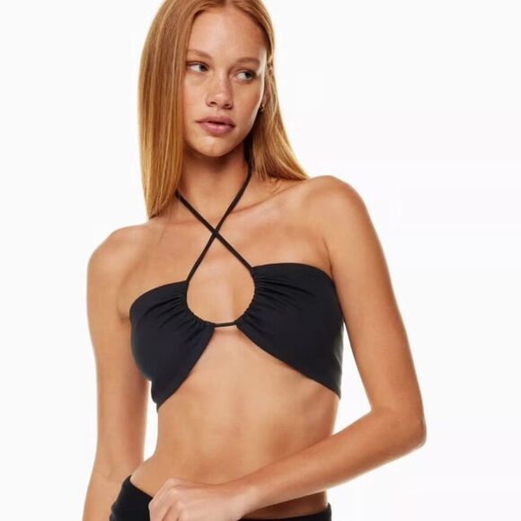 NWT Aritzia Sunday Best Cora Multi twist bandeau top in Black- Size XS - Picture 1 of 8